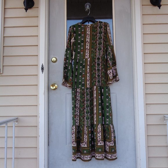 Relist 7/21❌ Altar’d State boho bell sleeve print long dress cottagecore retro S - Picture 8 of 15